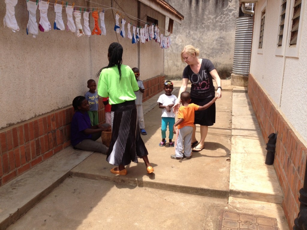 Our very own Katie Smith at the baby home.